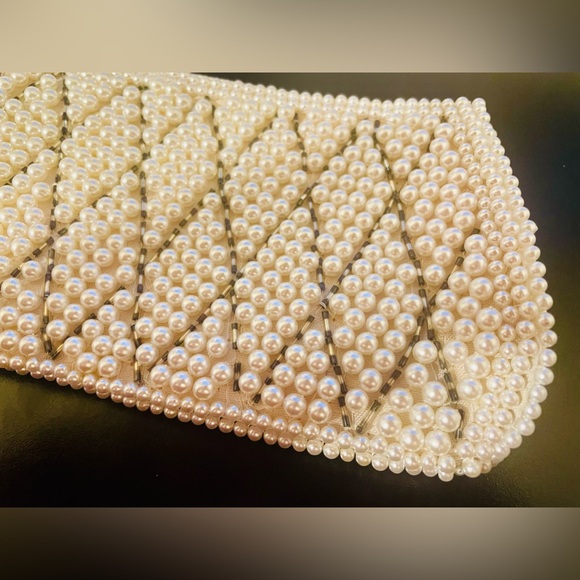 Vintage Pearl and Silver Beaded Small Handbag Clutch - Picture 4 of 14